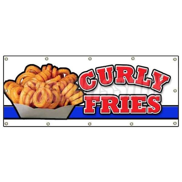 Signmission CURLY FRIES BANNER SIGN potato fries burgers restaurant fried ketchup B-120 Curly Fries - main